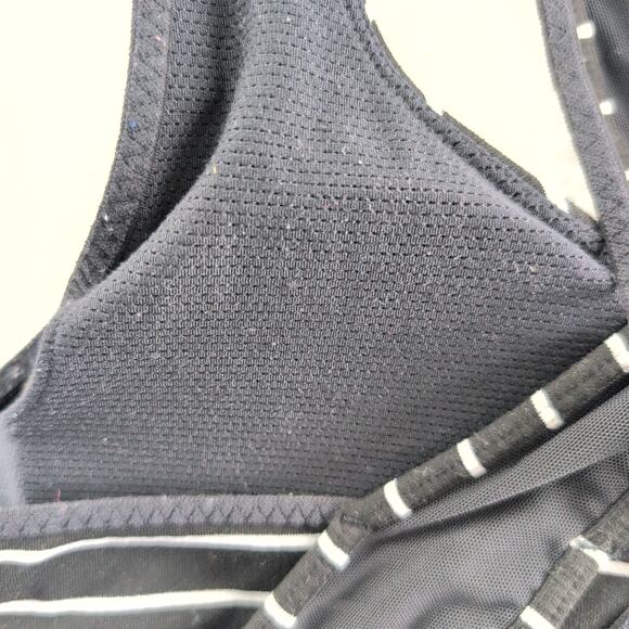 Athleta Transcendence Black White Striped Mesh Racerback Sports Bra Size Medium - Picture 3 of 10